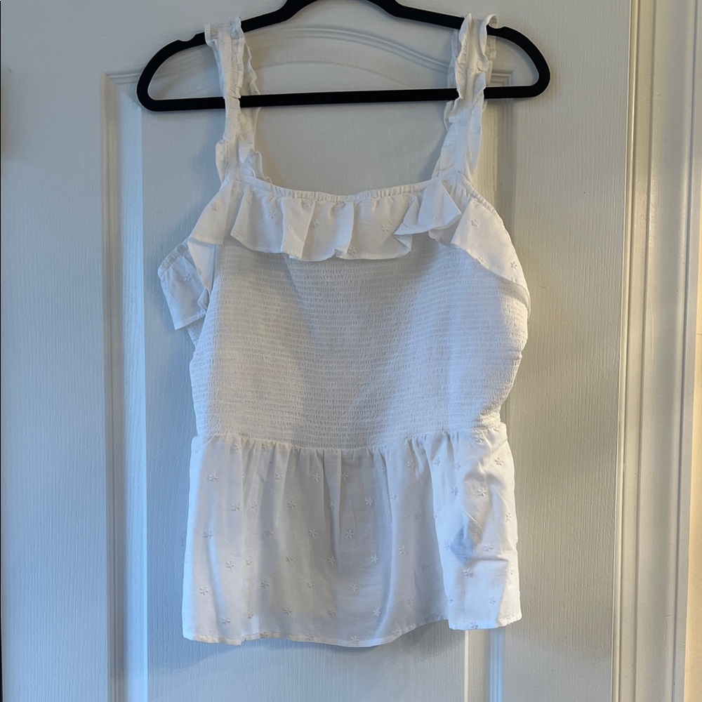 Old Navy White Ruffled Camisole Top